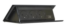 Pop-up blok INCARA 3x zásuvka 250V surface, 1x HDMI 2.0 + montážny rám, farba čierna, kábel 2m