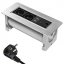 Otočná zásuvka do stola v hliníkovom puzdre, farba strieborna, 2x 230V + 2x USB nabíjací + 1x RJ45 + 1x HDMI, kábel 1.5m