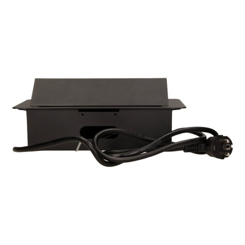 Stolní zásuvkový blok s frézovaným krytem, černé barvy, 2 zásuvky 230V, 2x USB nabíječka 5V , kabel 1.5m