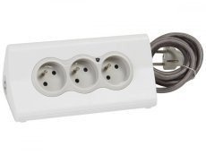 Multifunkčný blok, 3x zásuvka 230V, 2x USB-A nabíjací, vypínač, držiak tabletu alebo telefónu, farba bielo-sivá