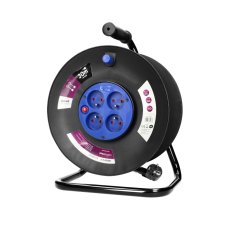 rodlužovací kábel na bubne, 4 zásuvky 2P + Z, clonky, termočlánok, kábel PVC H05VV-F 3x1,5mm², dĺžka 30m,