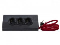 Multifunkční blok, 3x zásuvka 230V, 2x USB-A nabíjecí, vypínač, držák tabletu nebo telefonu, barva černá