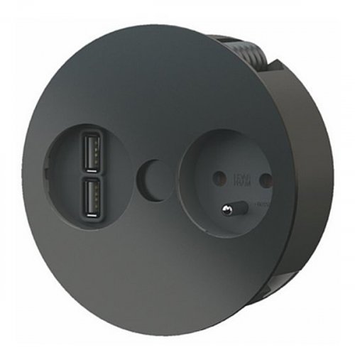 Zásuvkový blok Bachmann TWIST, 1x 230V + 2x USB nabíječka, kabel 2m, matná černá