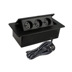 Výklopný blok zásuvek, 3x 230V / 16A, zaoblené hrany, kabel 1.5m, barva černá