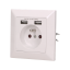Zásuvka pod omietku, 1x230V, 2x USB nabíjačka 5V