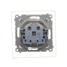 Napájacia zásuvka 1 násobná typ F (prístroj s krytom), s uzávermi, IP44, s rámovým tesnením, priehľadný kryt, 16 A / 250 V~, skrutkové svorky, Simon 54, farba strieborná metalizovaná