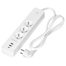 Smart Wi-Fi predlžovací prívod Tuya Smart, 3× 230 V + USB, 16 A, biely