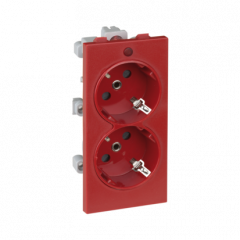 CIMA SCHUKO dvojitá zásuvka so signalizáciou napätia 16A 250V skrutkové svorky 108 × 52 mm červená