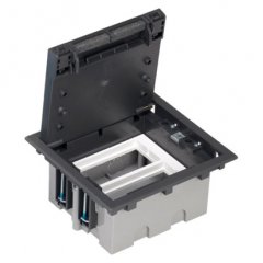 Podlahová zásuvka SF 187x171 mm, 4x 250V/16A (zásuvky bílé), barva boxu grafit, pro lité podlahy