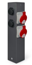 Zásuvkový sloupek 2x 250V + 2x 400V/32A, výška 50 cm, lakovaný kov
