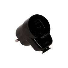 Zástrčka lomená 230V, s průběžnou zásuvkou, černá