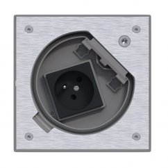 Podlahová nerezová zásuvka 1x 250V, zámok na imbusový kľúč, IP66, 135x135 mm, pre liate podlahy