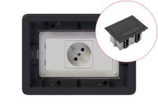 Podlahová zásuvka SF 187x132 mm, 1x 250V/16A (zásuvká bílá), s víkem, barva boxu grafit, pro zvýšené podlahy