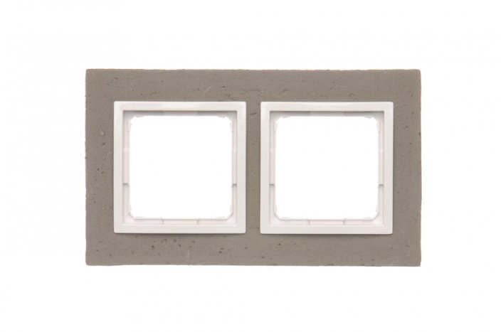 Betonový rámeček 2-násobný tmavý beton/bílá