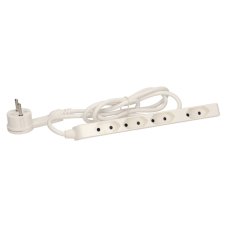 Predlžovací kábel mini, 4x zásuvka, zástrčka s rukoväte, farba biela, kábel 1.4m