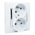 Dvojnásobná zásuvka 2x 250V/16A s uzemnením, pootočená zásuvka, farba biela so strieborným ozdobným rámčekom