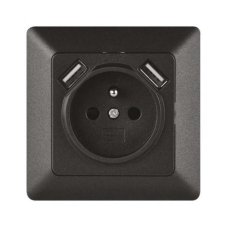 Zásuvka pod omítku, 1x 230V, 2x USB-A nabíječka 5V/DC 2.1A, barva antracitová