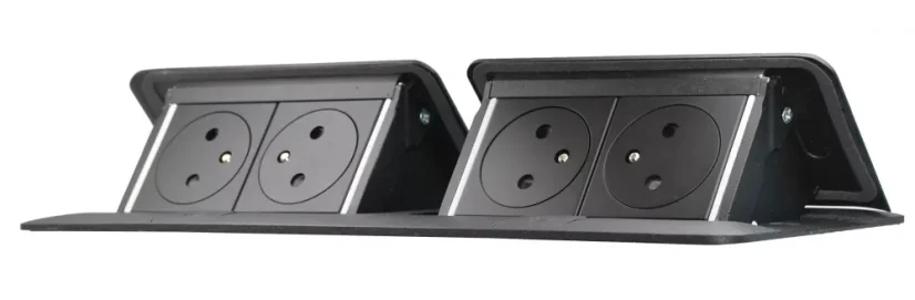 Pop-up blok, 4x zásuvka 230V, surface, černá matná, kabel 2m