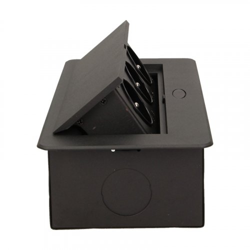 Výklopný blok zapustený, 3x zásuvka, frézovaný kryt 2mm, farba čierna, bez kábla