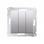 Trojité tlačítko s podsvětlením (přístroj s krytem) 10AX 250V, bezšroubové, stříbrná