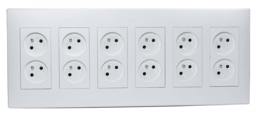 Nástěnný box S500, 12x zásuvka 250V, barva bílá