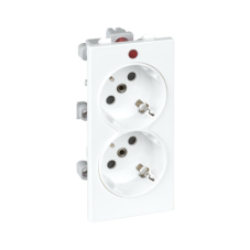 Dvojzásuvka CIMA SCHUKO se signalizací napětí 16A 250V šroubové svorky 108×52mm čistě bílá
