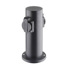 Záhradný stĺpik válcovitý, 2x zásuvka 230V, 3680W, nerezová oceľ, IP44, farba čierna
