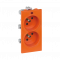 Dvojitá zásuvka CIMA s uzemňovacím kolíkom so signalizáciou napätia 16A 250V skrutkové svorky 108 × 52 mm oranžová