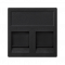 Kryt datové zásuvky K45 keystone dvojitá plochá univerzální s kryty 45×45mm grafitově-šedá