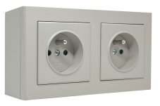 Zásuvka na zeď SONATA, 2x 250V/16A, barva kašmír