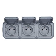 Trojzásuvka Legrand Plexo 3×2P+T 16 A, IP55, horizontální, šedá
