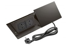 Pop-up blok INCARA 4x zásuvka 250V, (proti sobě), barva černá, kabel 2m