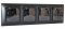 Zásuvka čtyřnásobná 4x 250V/16A pod omítku, průhledná víčka, rámeček a kryty zásuvek v černé matné barvě