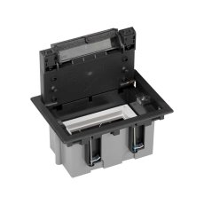 Podlahová zásuvka SF 187x132 mm, 1x 250V/16A + 1x RJ45 cat. 6, barva boxu grafit, pro lité podlahy s kazetou do potěru, vyplnění víka materiálem podlahy