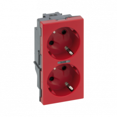 Dvojzásuvka SIMON 500 SCHUKO se signalizací napětí 16A 250V bezšroubové/šroubové svorky 100×50mm červený