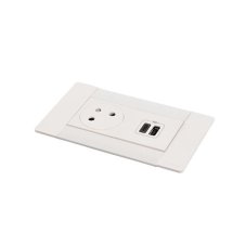 Zapustený blok INCARA Multilink (horizontálna verzia), 1x zásuvka 250V Surface, 1x dvojitá USB A+C nabíjačka, kábel 2m, farba biela