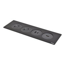 Zapustený blok INCARA Disq'In, 2x zásuvka 250V Surface, 1x USB A + C nabíjačka, 1x HDMI, kábel 2m, farba čierna