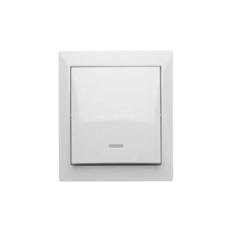 Spínač krížového typu (zariadenie s krytom), IP44, s podsvietením, bez piktogramu, radenie 7So, 10 A / 250 V~, skrutkové svorky, Aquaclick, farba biela