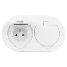 Hermetická zásuvka oválná, 2x 230V, IP55, pod omítku, barva bílá