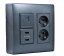 Nástenný box S500, 1x dvojzásuvka 250V, 2x USB nabíjačka, 1x RJ45, farba grafitovo-šedá