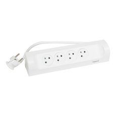 Rohový prodlužovací přívod, 4x zásuvka 230V, kabel 1m, barva bílá