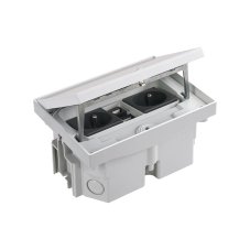 Robustná podlahová zásuvka 2x 250V/16A + 2x RJ45 cat.6, jednoduchý zámok, krytie IP66, pre liate podlahy, farba sivá matná