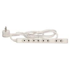Predlžovací kábel mini, 4x zásuvka, zástrčka s rukoväte, farba biela, kábel 1.4m