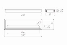 Káblová priechodka 80 x 280 mm, materiál hliník, eloxovaná