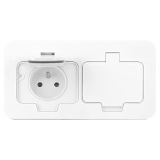 Hermetická zásuvka obdélníková, 2x 230V, IP55, pod omítku, barva bílá
