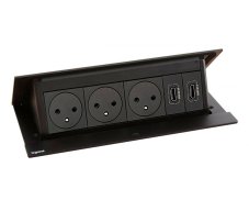 Pop-up blok INCARA 3x zásuvka 250V surface, 2x HDMI + montážny rám, farba čierna, kábel 2m