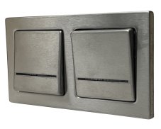 Vypínač střídavý 2x "schodišťák", řazení č.3, 16AX 250V s modrým podsvícením ve dvojnásobném rámečku, instalace pod omítku, nerezová ocel