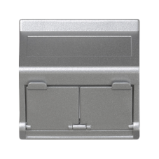 Kryt datové zásuvky K45 pro adaptéry MD dvojitá šikmá s kryty 45×45mm hliník
