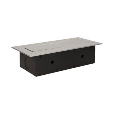 Výklopný blok zapustený, 3x zásuvka, tenký kryt 2 mm, strieborná farba, bez kábla