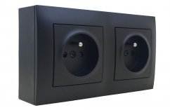 Zásuvkový blok nástěnný 2x 250V/16A, clonky, barva matná černá